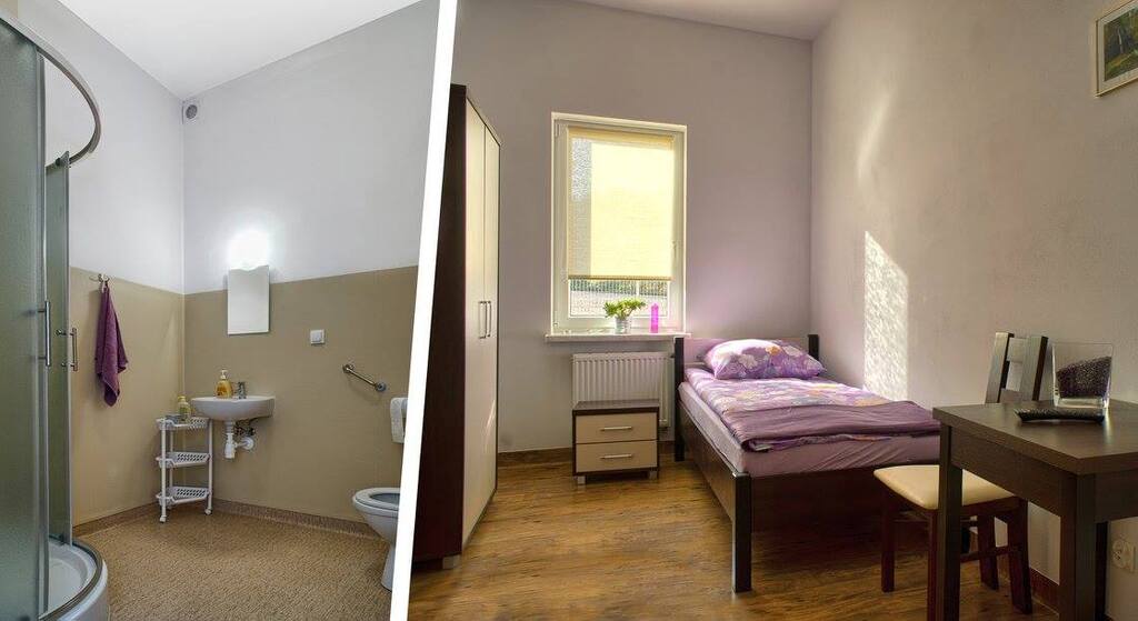 Pokoje w Domu Opieki „Nestor” w Wieliczce posiadają prywatne łazienki