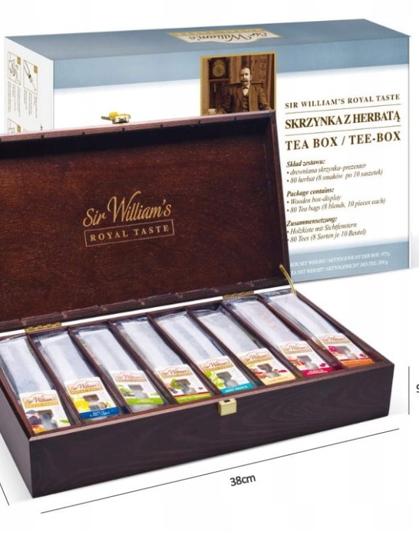 slrzynka z herbatami Sir William's w prezencie na Dzień Babci