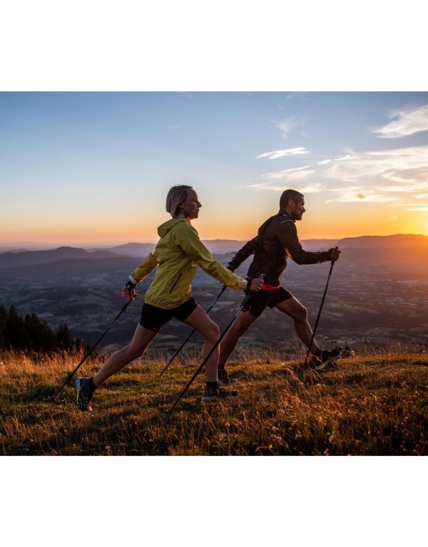 Seniorzy maszerujący z kijkami do nordic walking