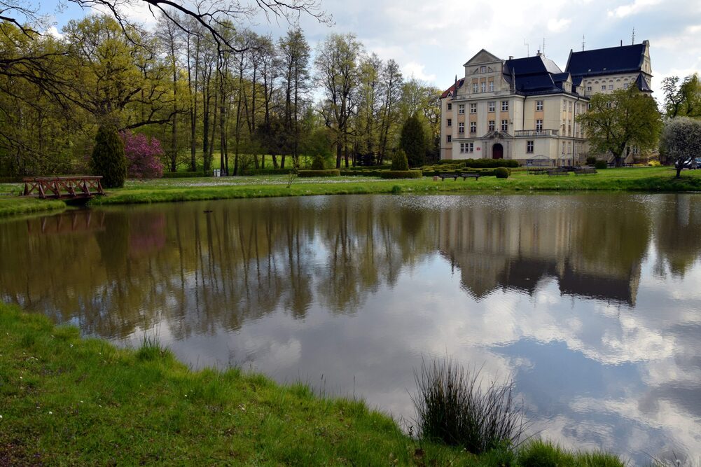 Dom Pomocy Społecznej dla Dorosłych „Prząśnik” w Brenniku i znajdujący się obok niego staw