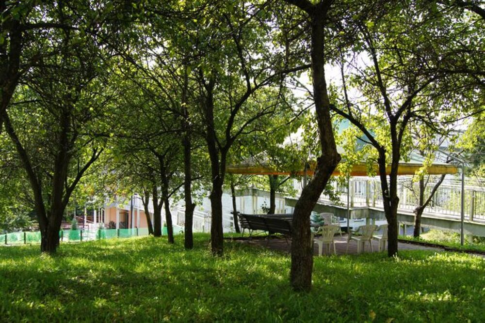 Ogród przed Domem Pomocy Społecznej im. św. Siostry Faustyny w Krasnobrodzie