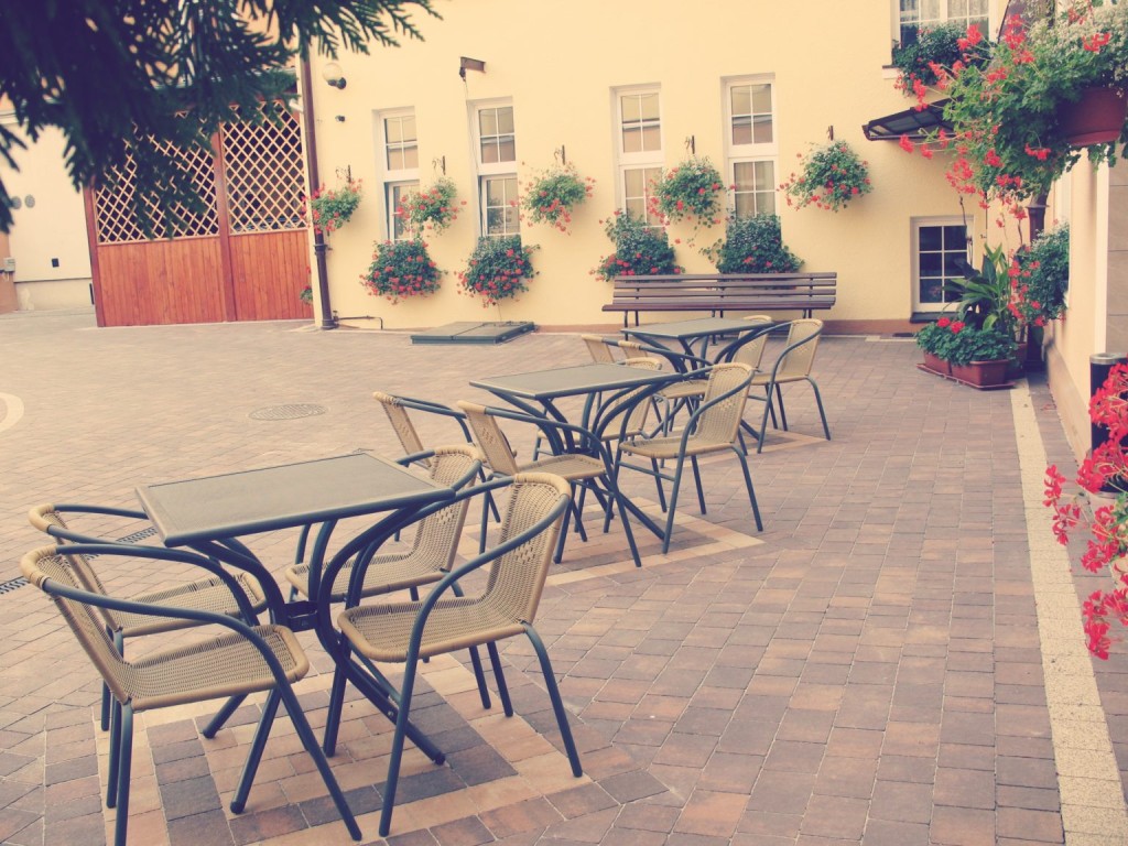 Przed budynkiem Domu Pomocy Społecznej w Opolu znajduje się sporych rozmiarów ogródek