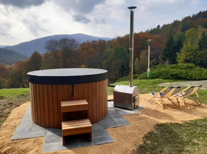 Mini strefa Wellness Domu Wczasowy Ondraszek w Ustroniu obejmujje także atrakcje zlokalizowane na zewnątrz