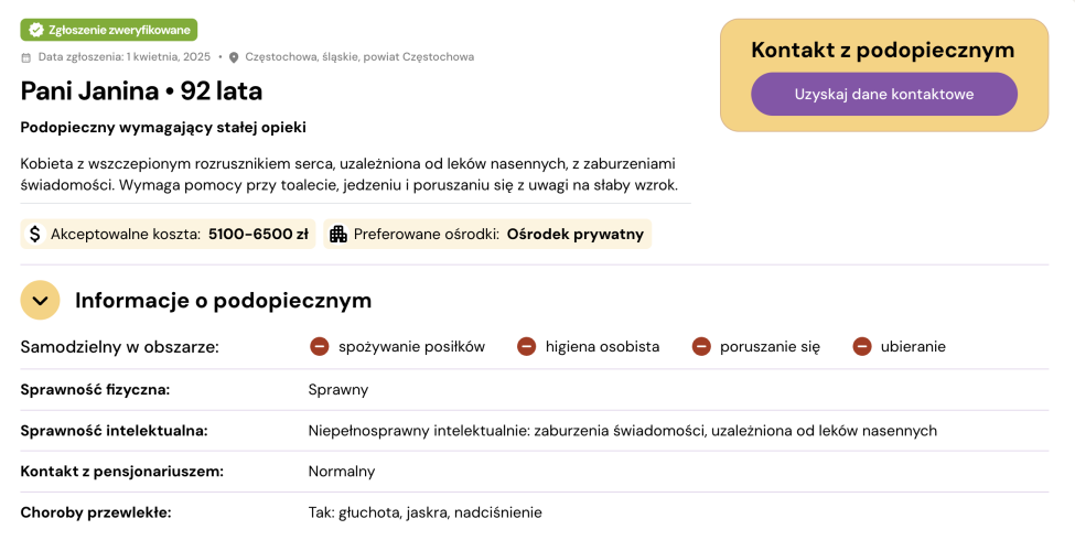 Poszukujący domu opieki