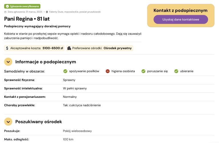 Poszukujący domu opieki