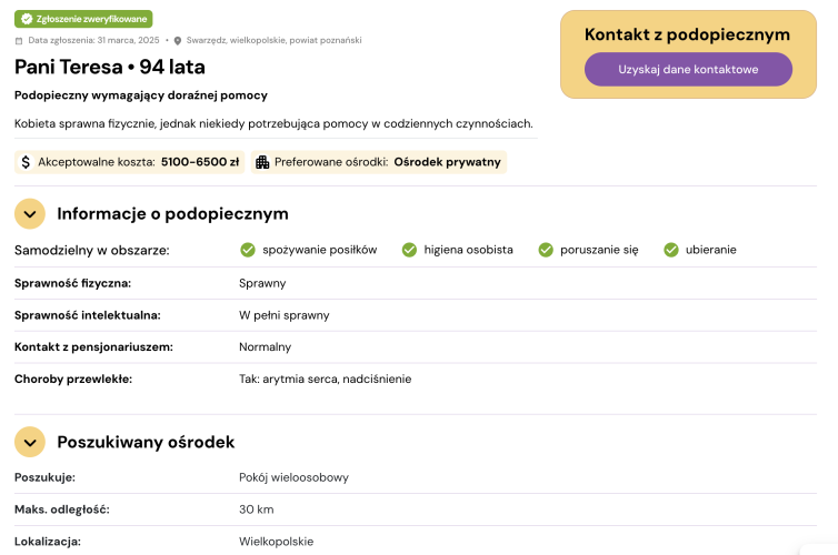 Poszukujący domu opieki