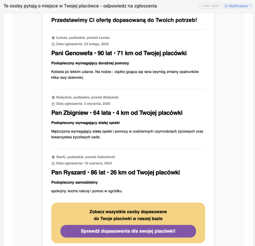 Poszukujący domu opieki 